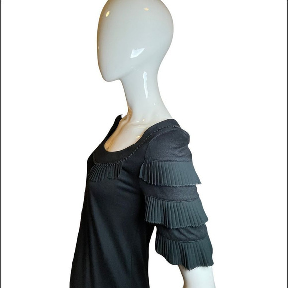 Juicy Couture Exaggerated Ruffle Crochet Shirt Sleeve Black Dress Small … - Picture 4 of 14